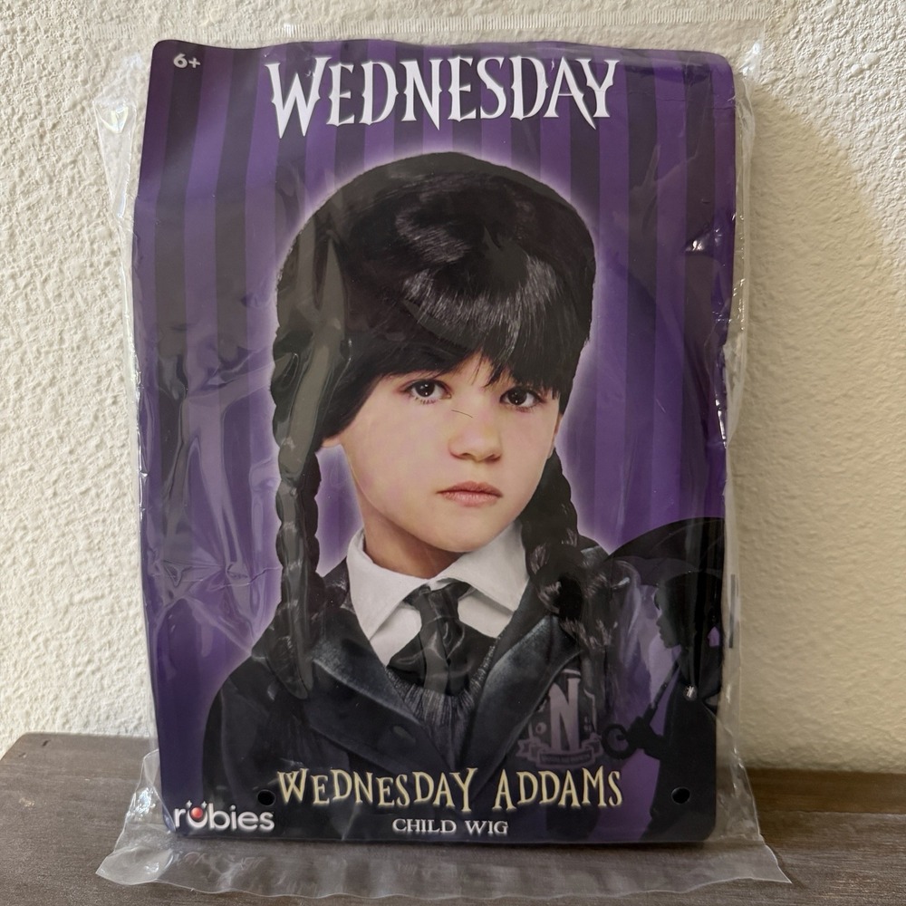 WEDNESDAY ADDAMS CHILD Size OS Costume WIG Officially Licensed Halloween NEW